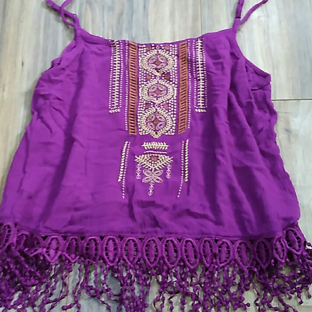 Purple And Bronze Rayon Beach Shirt - Picture 2 of 6
